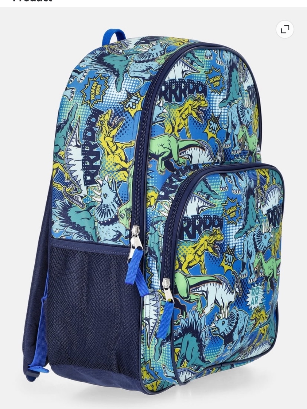 Wonder Nation Kids 17" Laptop Backpack Pop Art Dino 🦕 Indigo Blue NWT - Picture 3 of 11